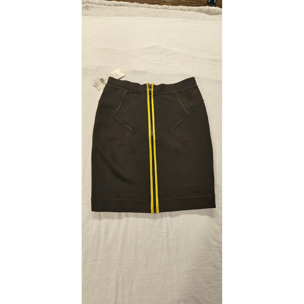 French Connection T-Monique Stretch Mini Skirt Ebony Soleil Zip Front Size 2 NEW